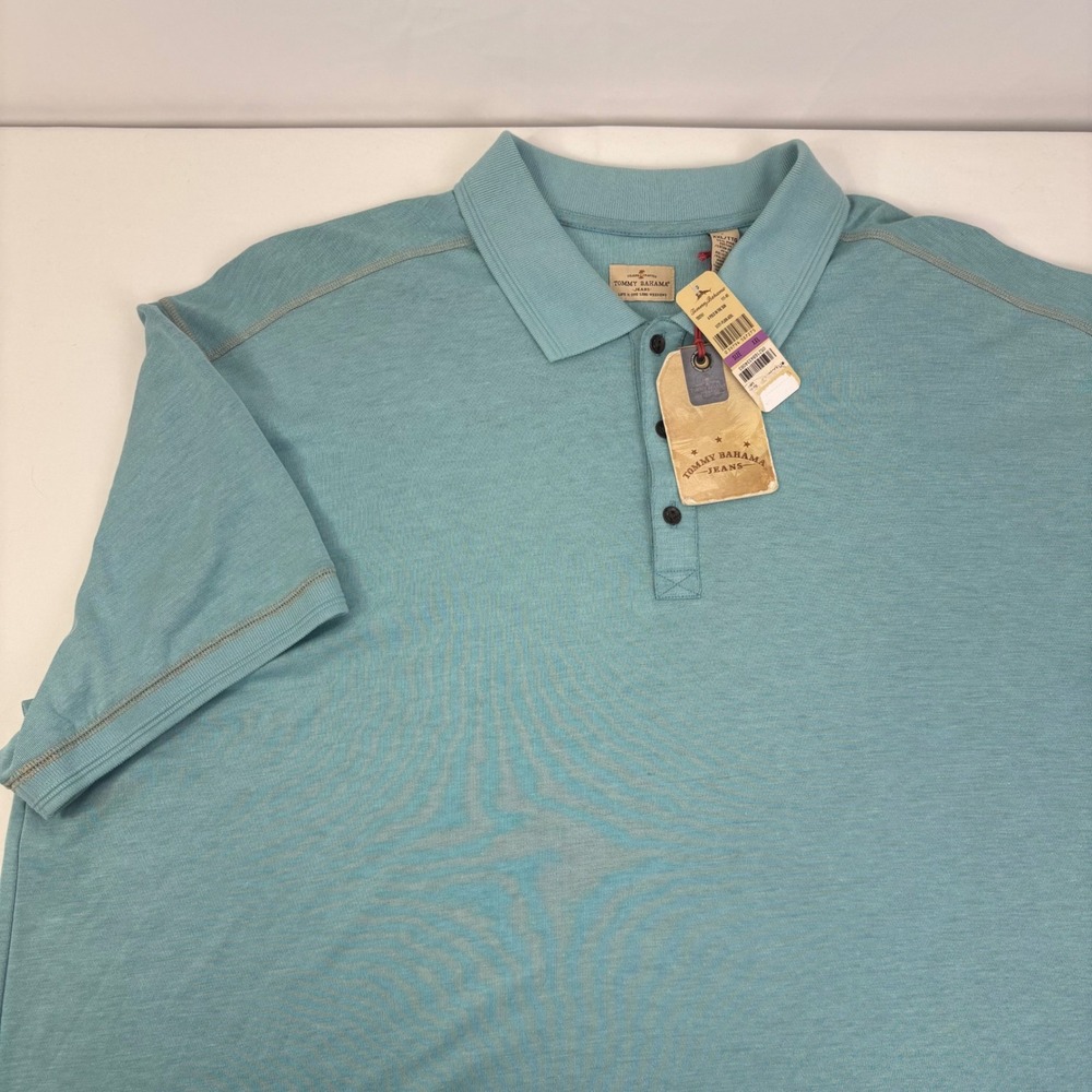 Tommy Bahama Mens A Polo in the Sun Playa Azul Blue Pima Cotton Shirt XXL NWT